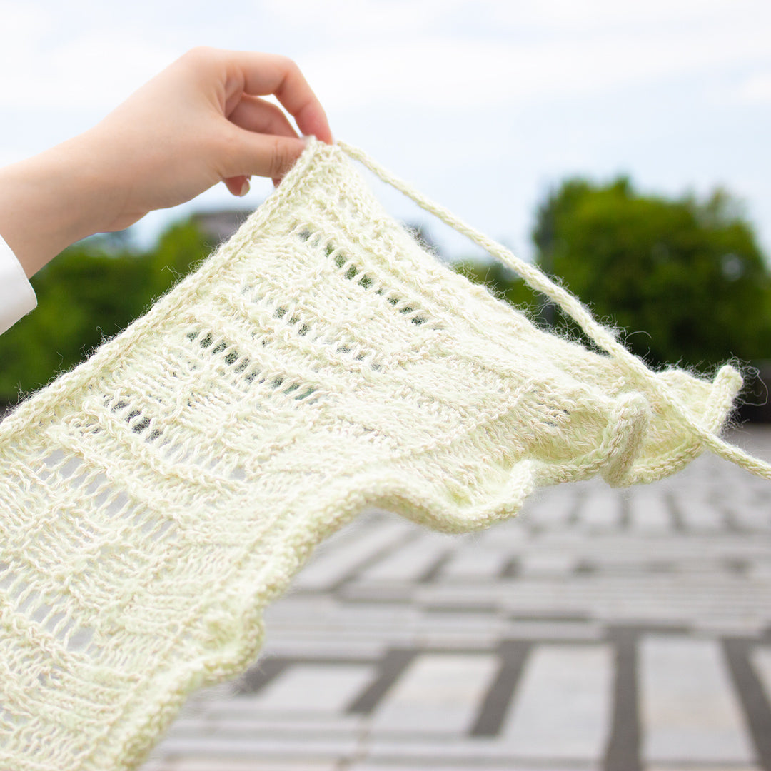 Sonnet Shawl kit knitted with WOOJI CLOTH × Tam Tam