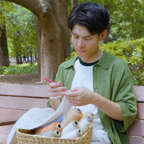 上山 蓮太郎さんと一緒に、Border Mood Scarfを編む会