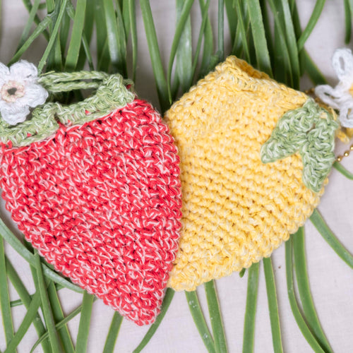 ITORICOT BOTANICAL YARNで編む、レモン or ストロベリーミニポーチチャームWS by Nana Komiyama