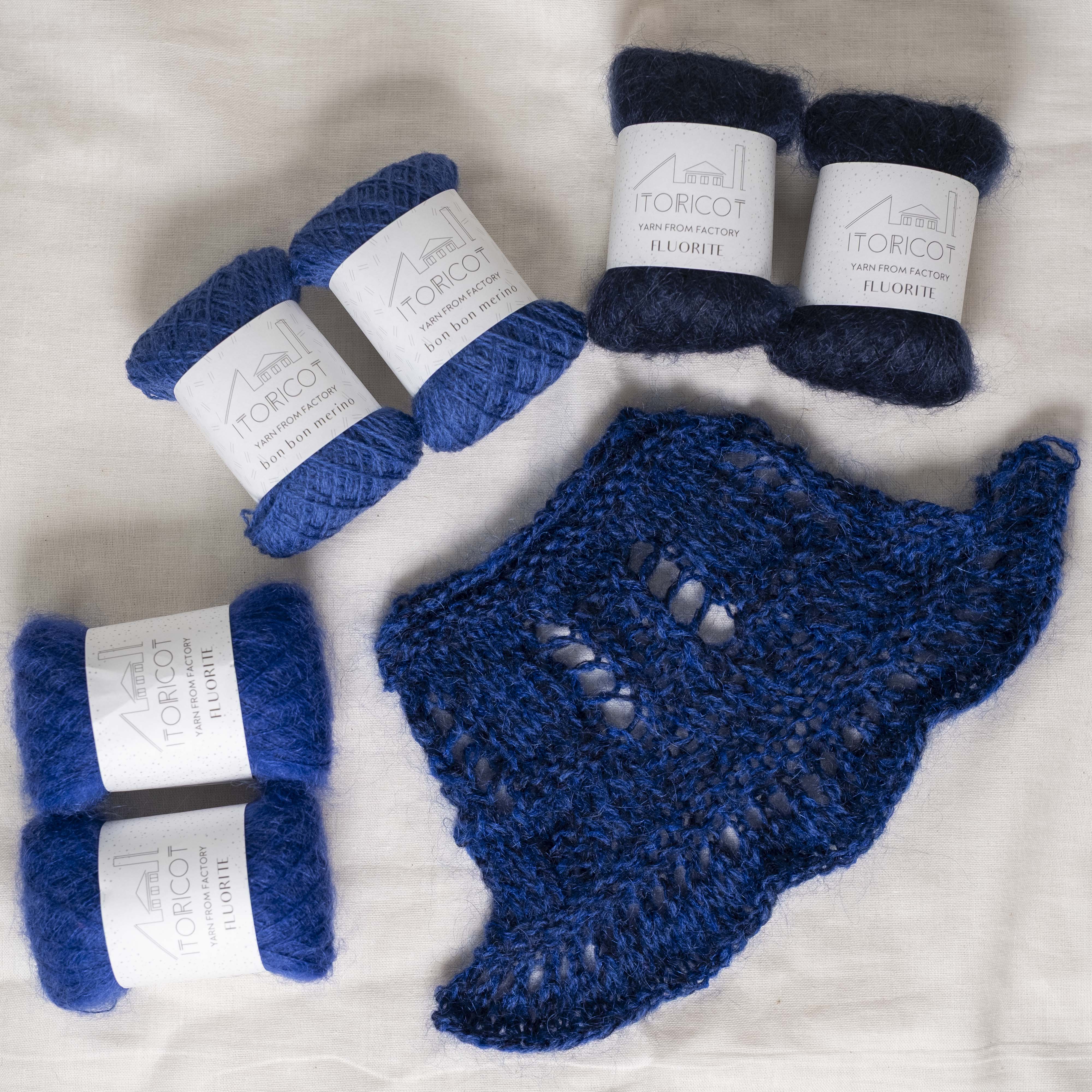 [Free Shawl Pattern] Blue Breeze [Set] (Let's knit blue)